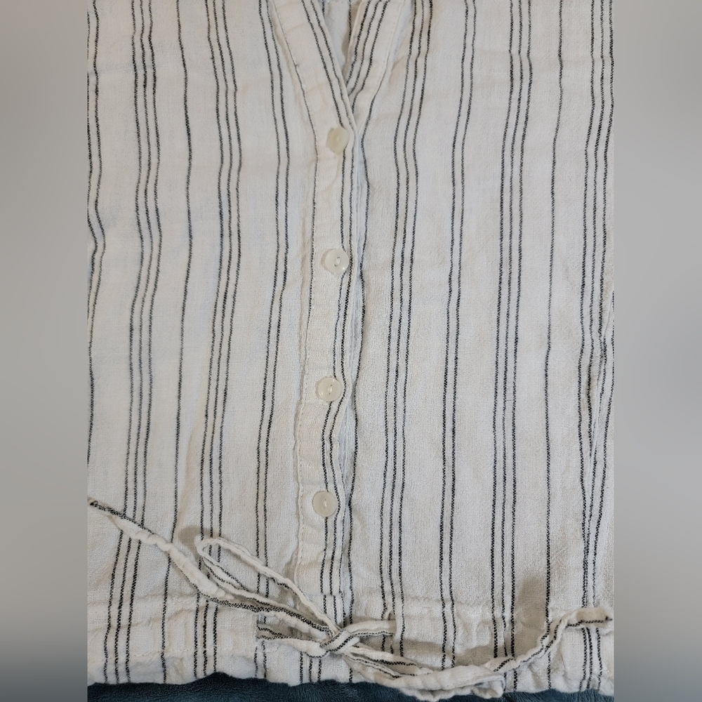 Esmara Linen Sleeveless Striped Midi Dress - White and Gray Size 8 - Picture 11 of 16